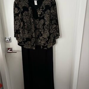 Alex Evenings Black Dress with Metallic Gold Accents